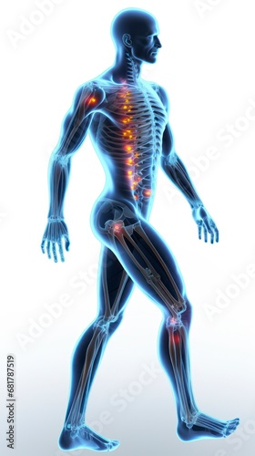 3D human man anatomy with articular pain photo