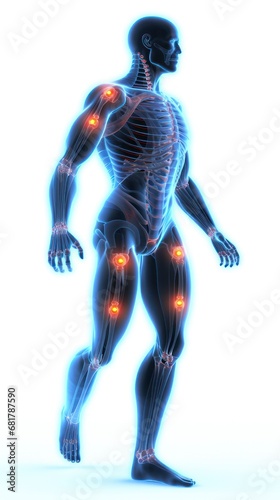 3D human man anatomy with articular pain