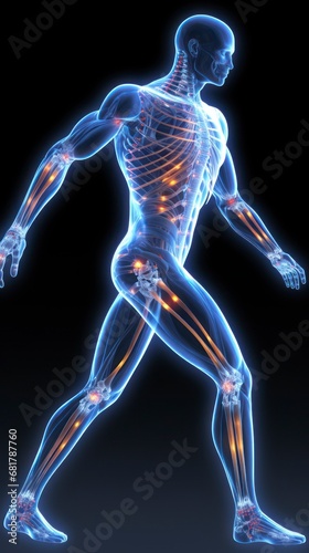 3D human man anatomy with articular pain