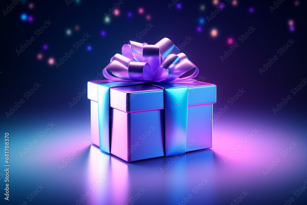 Realistic gift box with magical shining blue open gift box with magical light Realistic gift box with magical shining blue open gift box with magical light