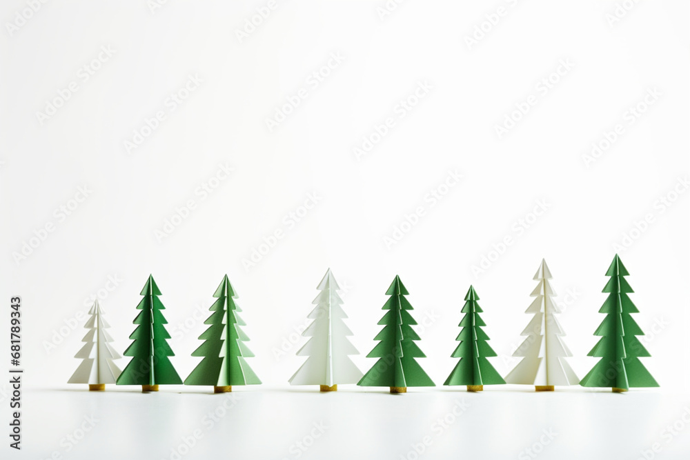 Obraz premium Christmas tree in paper style on white background
