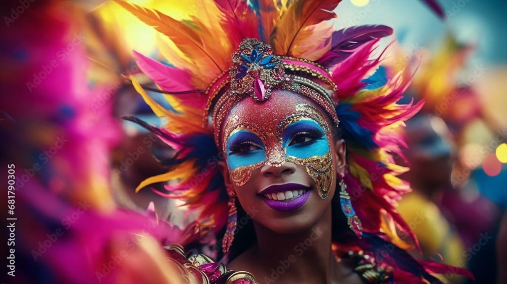 a woman with colorful hair