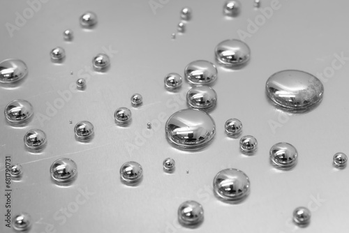 mercury toxic metal, spilled drops of mercury