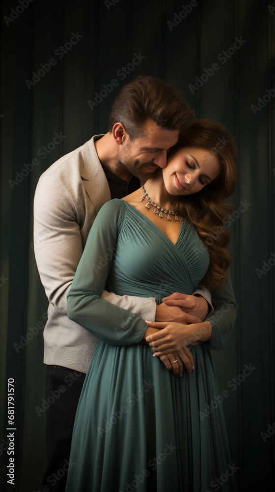 portrait of a romantic couple doing a pregnancy shoot