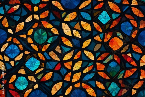 stained glass window, A seamless pattern with abstract shapes