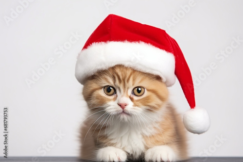cat wearing Santa clause hat
