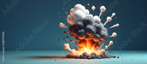 Little Cartoon Explosion 3D Art Graphic Banner Website Design Gift Card Background - ai generated