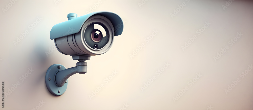 Surveillance Security Cam 3D Art Graphic Banner Website Design Gift Card Background - ai generated