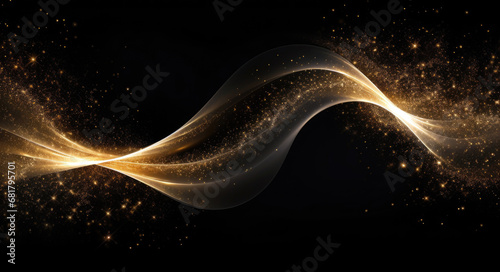 gold confetti wave with small yellow circles on a black background