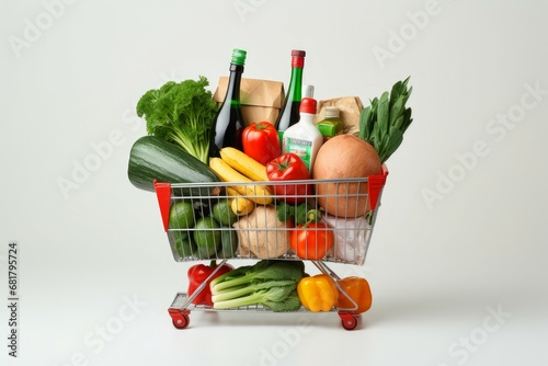 Essential Grocery full bag. Food product. Generate Ai