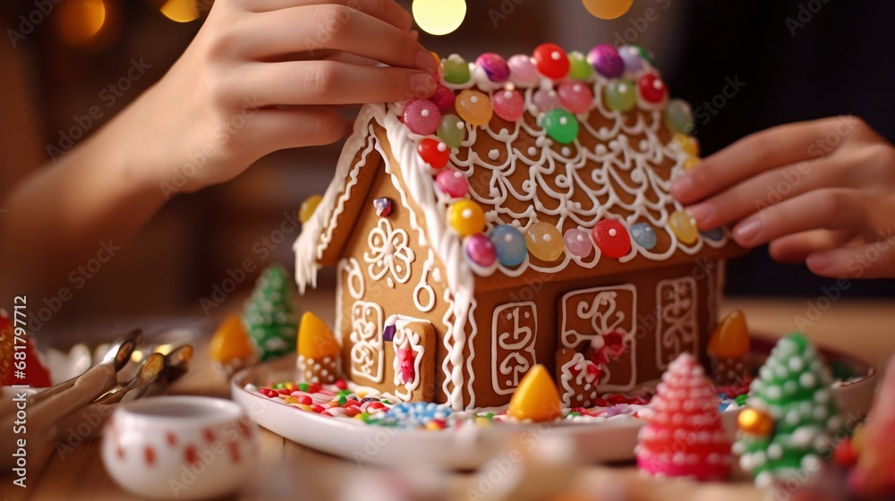 a gingerbread house with candy