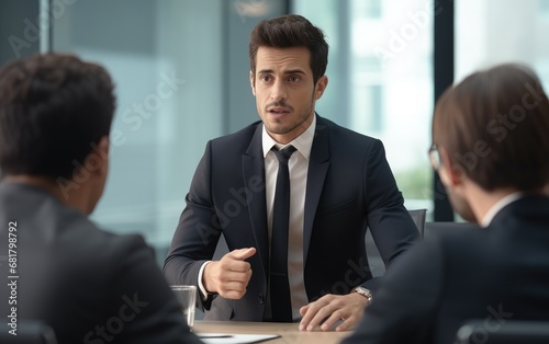 A businessman is discussing...