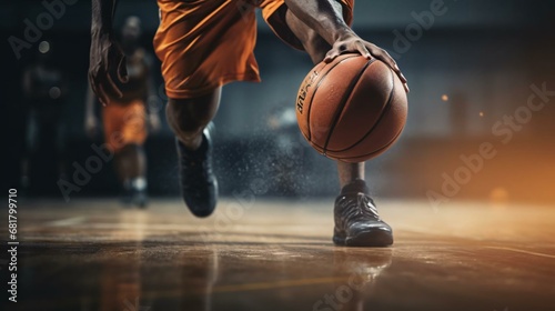 a person dribbling a basketball photo
