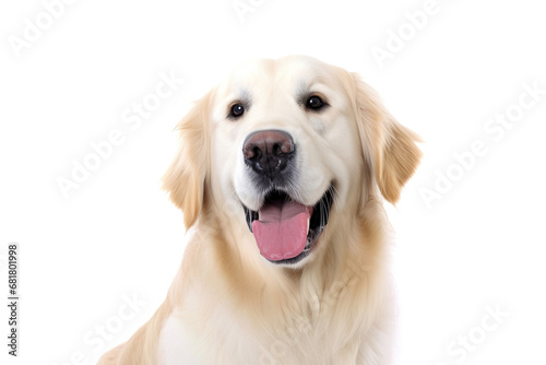 Adorable Face Of A Golden Retriever Dog Breed, Isolated On A White Background, generative ai