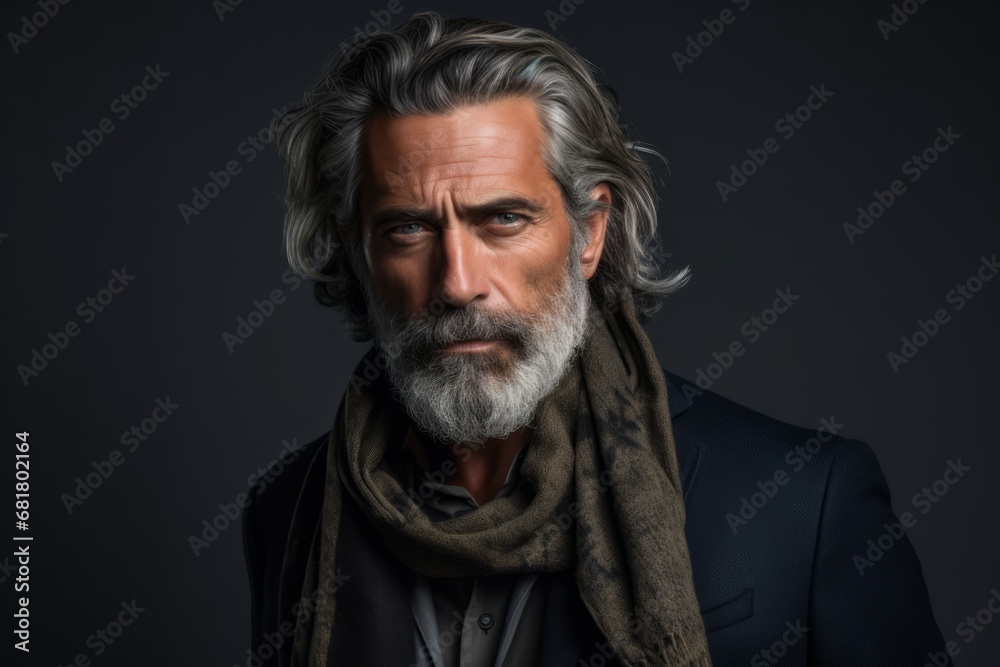 Portrait of a handsome senior man with grey beard and mustache. Portrait of a handsome senior man with grey beard and mustache.
