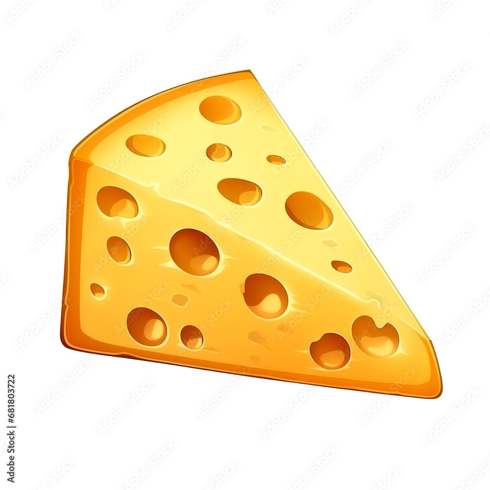 A cartoon illustration of a tasty slice of yellow cheese with holes. A cartoon illustration of a tasty slice of yellow cheese with holes.