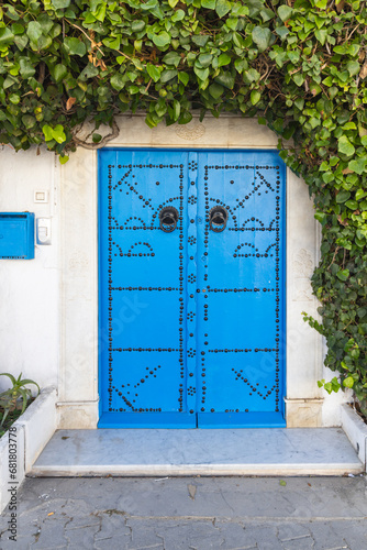 Blue door on a house in Tunis.