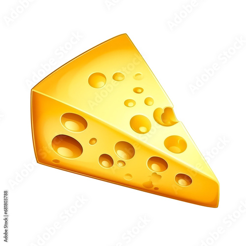 A cartoon illustration of a tasty slice of yellow cheese with holes.