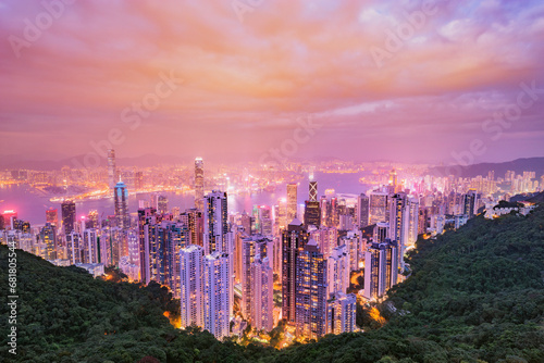 View of the downtown of Hong Kong from Victoria Peak. photo