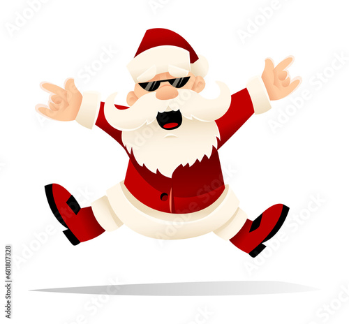 Cool Christmas Santa Claus Dancing Party PNG illustration