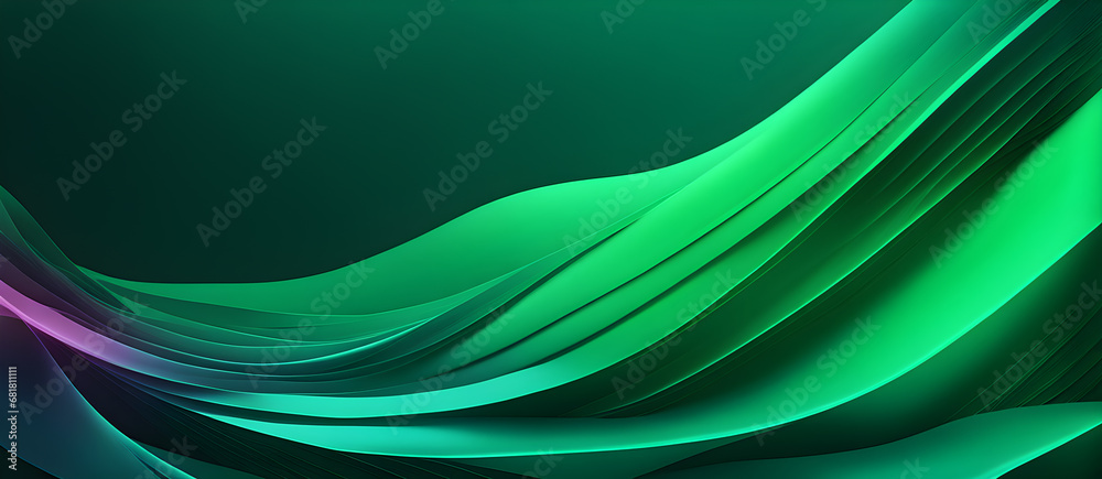 Obraz premium Green Colored Waves Digital Wallpaper Background Banner Graphic Design Colorful Gift Card Template