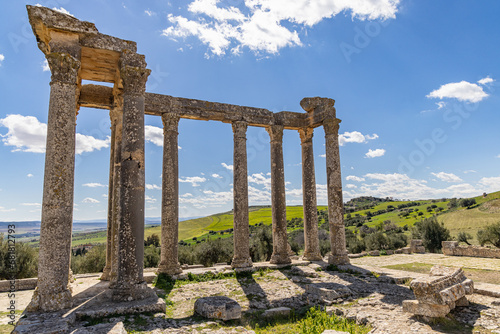 Temple of Juno Caelestis at the Roman ruins in Dougga, Tunisia.