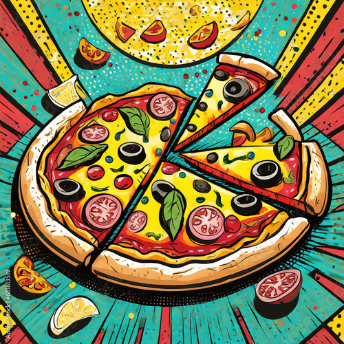 pop art style pizza