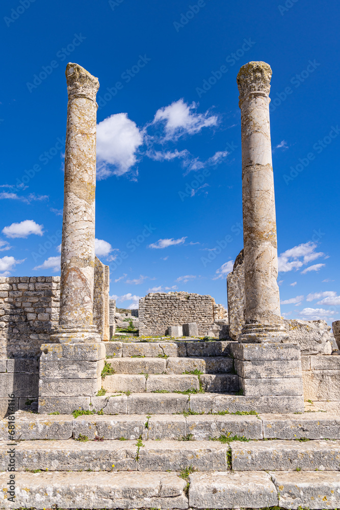 Columns at the Roman ruins of Dougga, Tunisia.