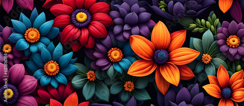 Colorful Flower Background Illustration Artwork Digital Graphic Design Poster Gift Card Template