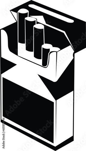 Cartoon Black and White Isolated Illustration Vector Of A Packet of Cigarettes