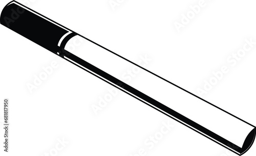 Cartoon Black and White Isolated Illustration Vector Of An Unlit Cigarette