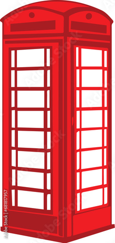 Cartoon Black and White Isolated Illustration Vector Of A Vintage Retro London Red Telephone Box