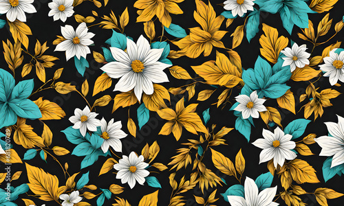Flower Pattern Background Design Illustration Digital Vector Style Graphic Floral Banner Gift Card Template