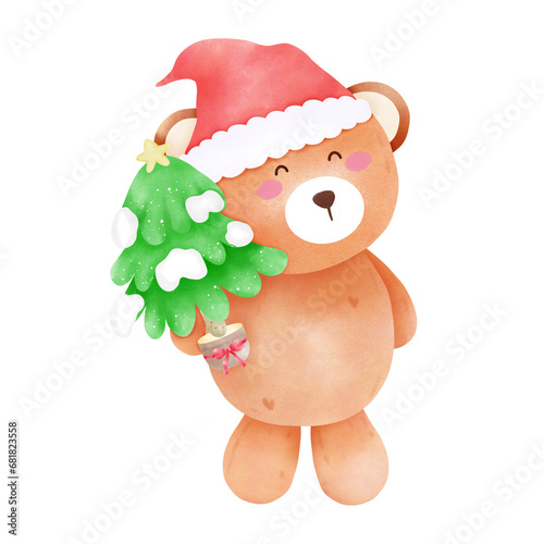 Teddy bear with Christmas tree