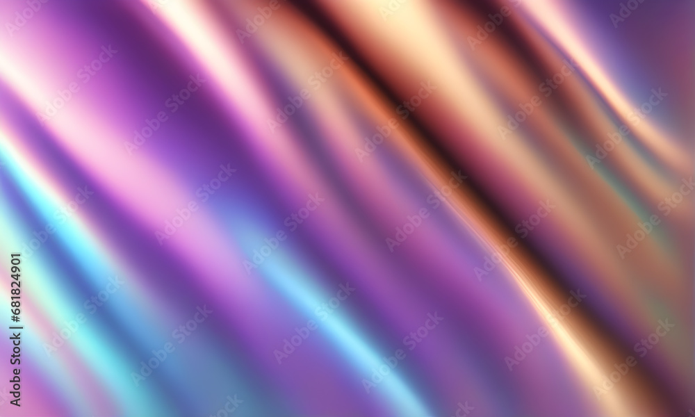 Obraz premium Wavy Metallic Holographic Iridescent Design Digital Background Graphic Banner Website Poster Gift Card Template