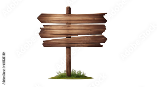Blank empty wooden rustic signage sign board signpost post wood on transparent photo