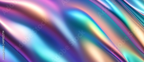 Wavy Metallic Holographic Iridescent Design Digital Background Graphic Banner Website Poster Gift Card Template