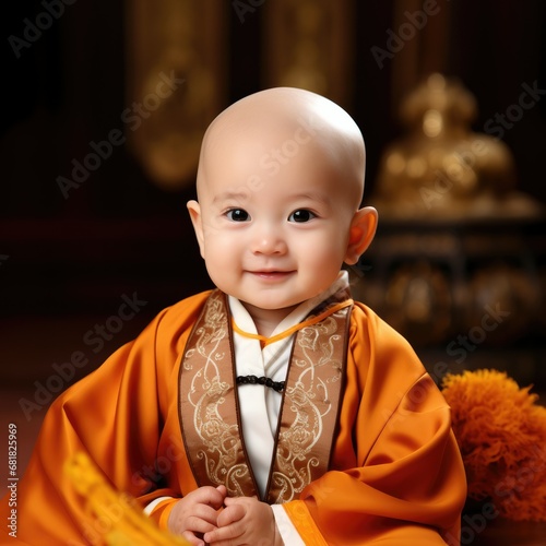 Little Monk: A 2-Year-Old Chinese Child Embraces Buddhist Tradition in Adorable Costume