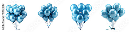 Blue Party Balloons Hyperrealistic Highly Detailed Isolated On Transparent Background Png File