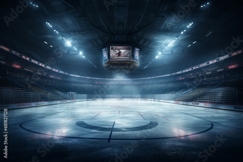 Hockey ice arena. Sport game. Generate Ai