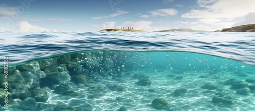 Underwater clear Sea and ocean landscape background. AI generated image