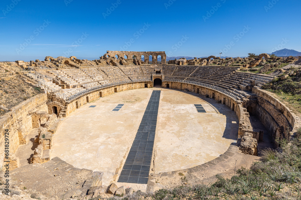 The Roman Amphitheater at the Uthina archaeological site. The Roman Amphitheater at the Uthina archaeological site.