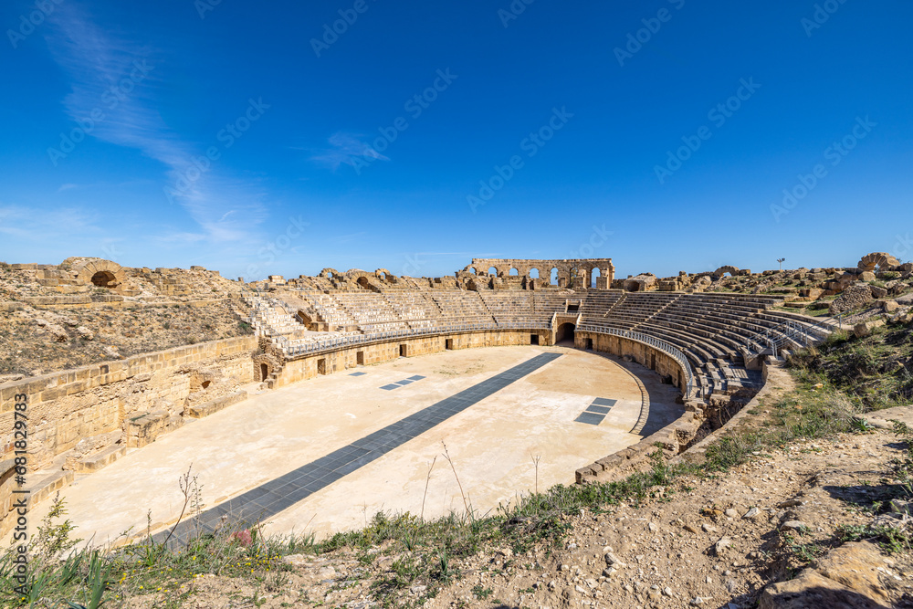 The Roman Amphitheater at the Uthina archaeological site.