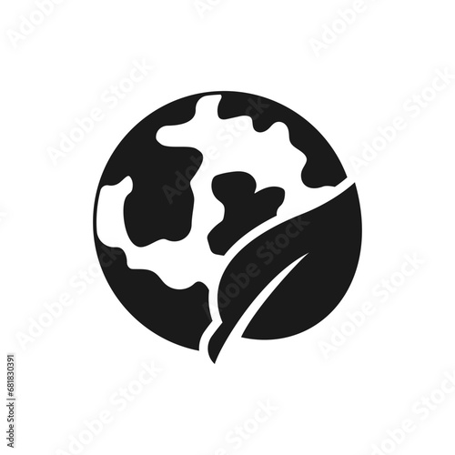 Wallpaper Mural Earth and leaf icon flat style isolated on white background. Vector illustration Torontodigital.ca