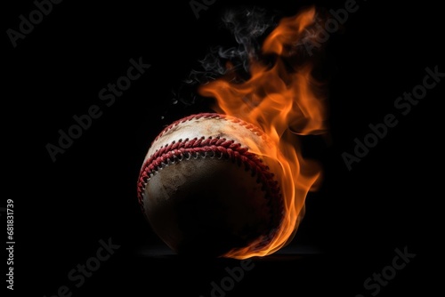 Fiery Baseball Lighting Up the Darkness with an Intense Glow Generative AI