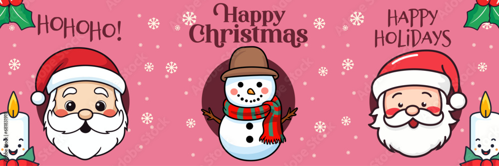 Merry Christmas and Happy New Year: A Collection Banner with Santa Head and Snowman
Merry Christmas and Happy New Year: A Collection Banner with Santa Head and Snowman