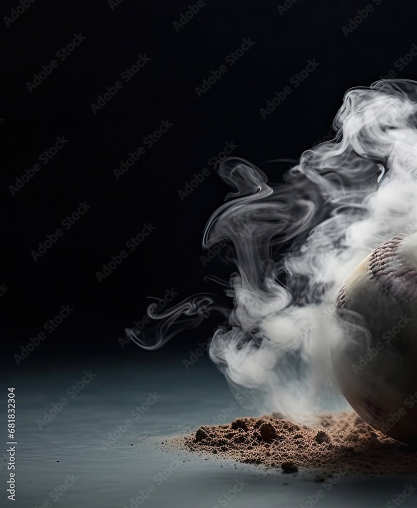Baseball on Fire with Smokey Background Generative AI