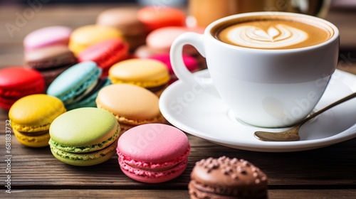 Transform your coffee break with an elegant array of macarons, each bite delivering exquisite flavors and vibrant colors, creating a delightful and visually appealing moment of indulgence.