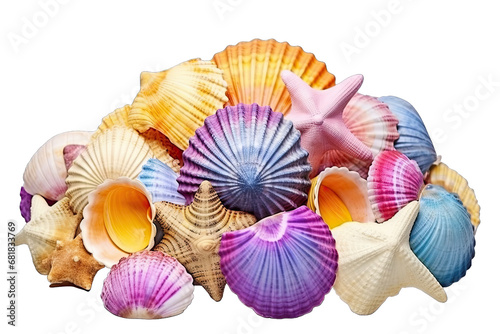 Beautiful Full Color Seashells On Transparent Background