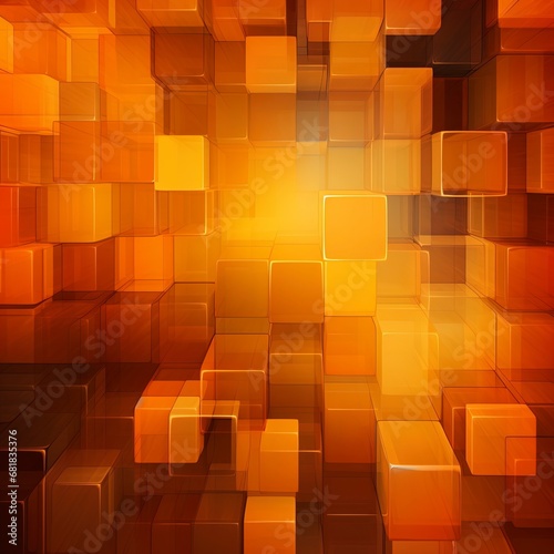 Orange abstract tech background with squares.